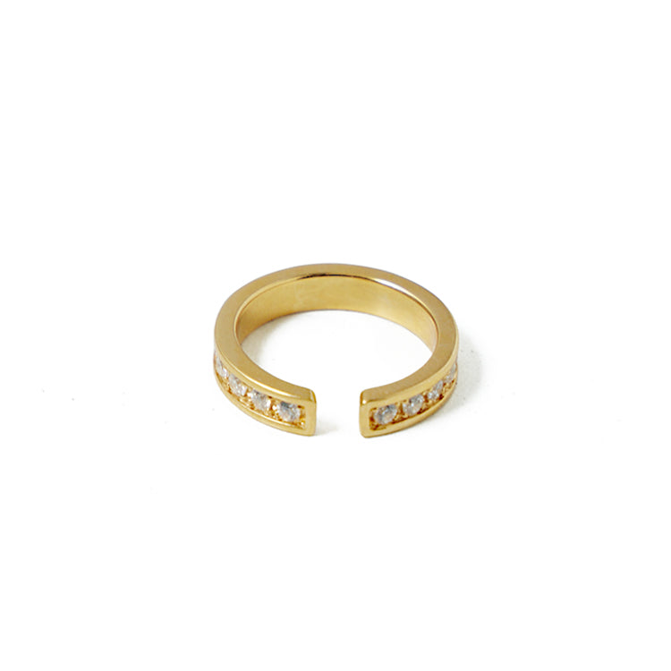 Crystal Open EarCuff Ring Gold
