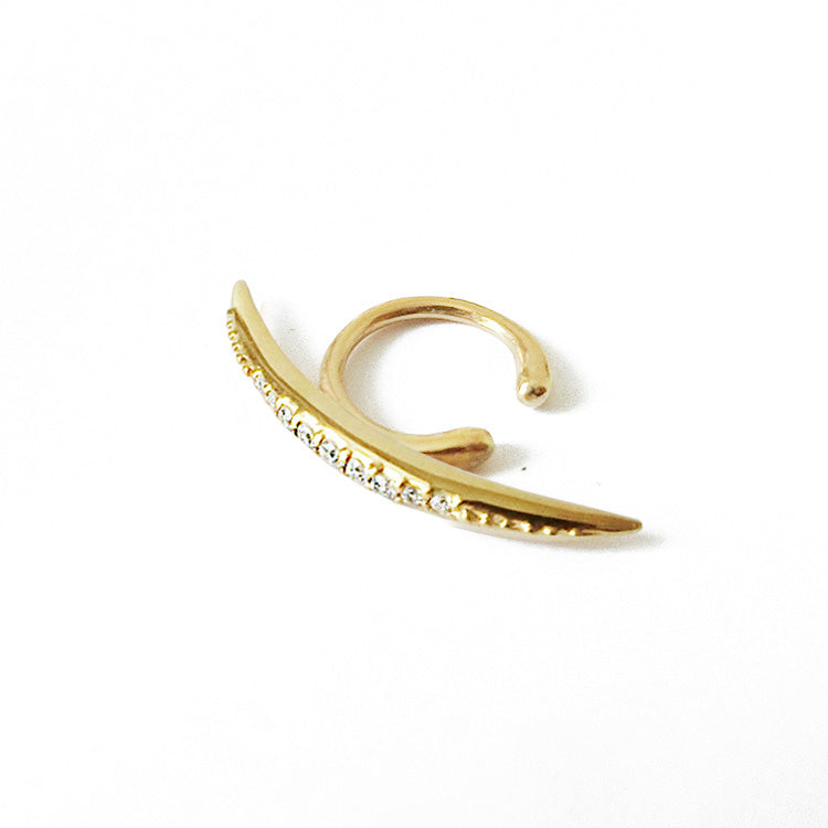 Thin Curve Ear Cuff Crystal Gold