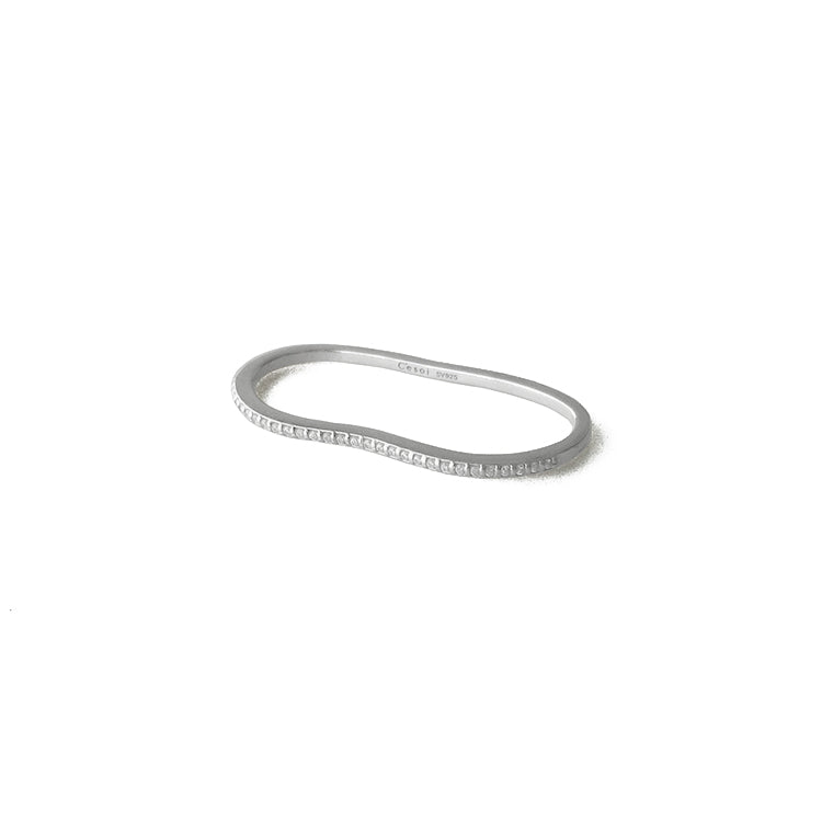 2Finger Crystal Ring Silver