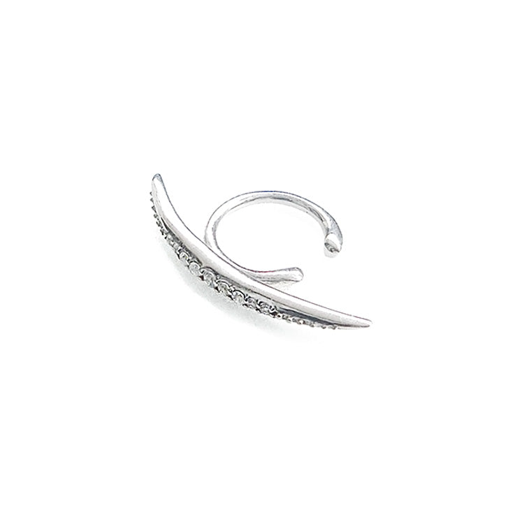 Thin Curve Ear Cuff Crystal Silver