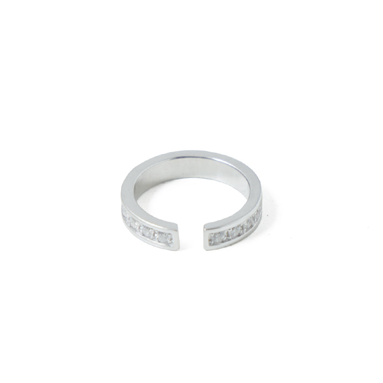 Crystal Open EarCuff Ring Silver