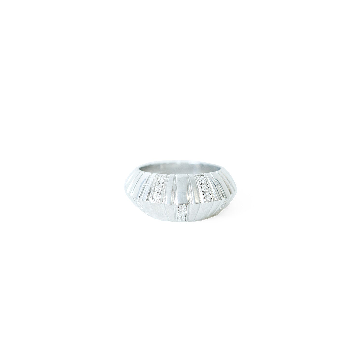 Vertical Crystal Ring Silver