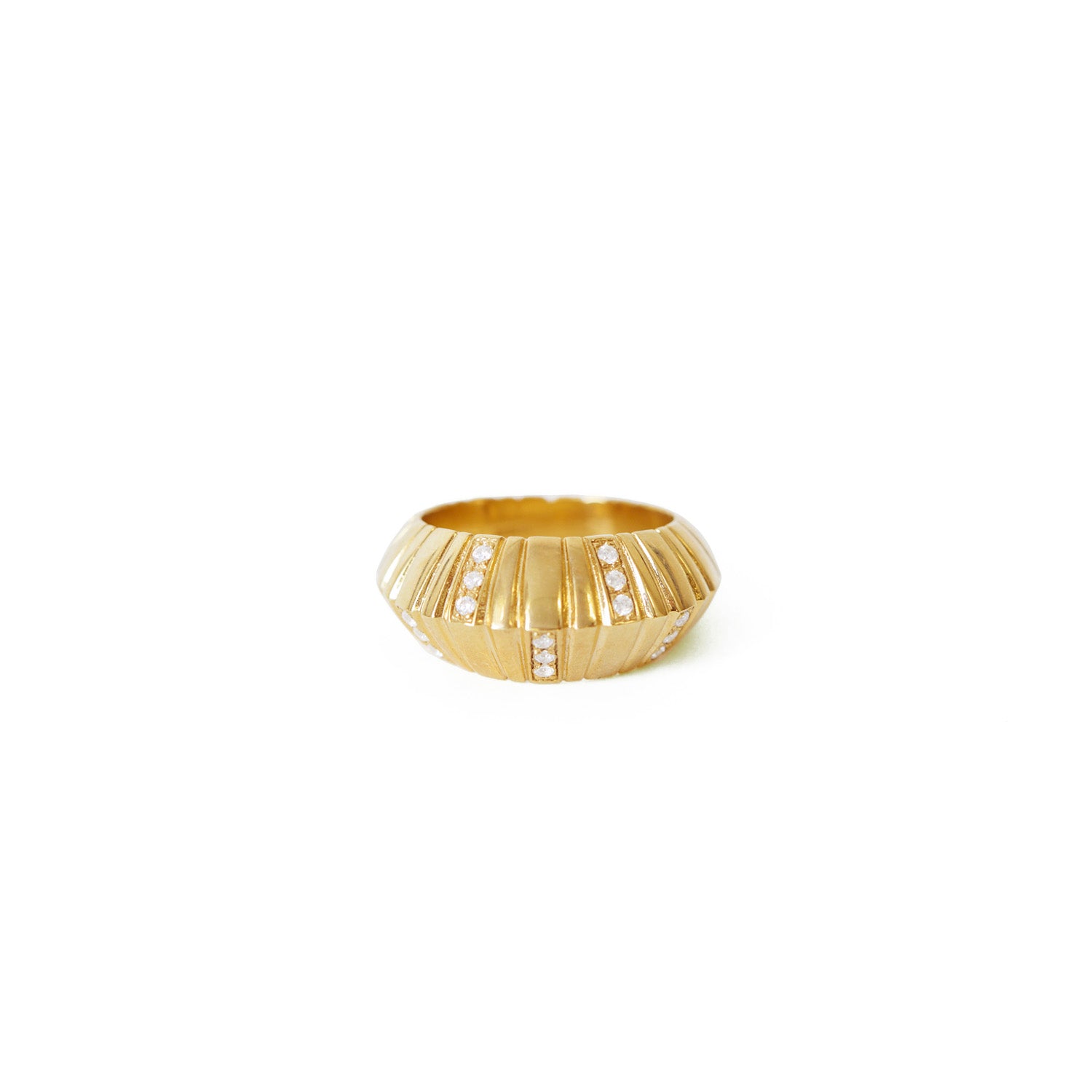 Vertical Crystal Ring Gold