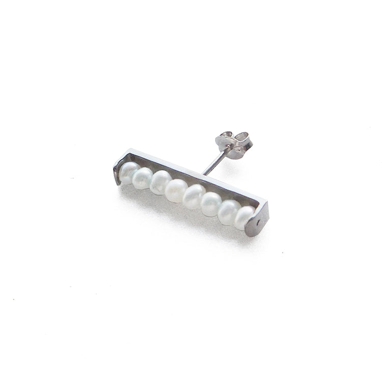 Pearl Bar Pierce Silver