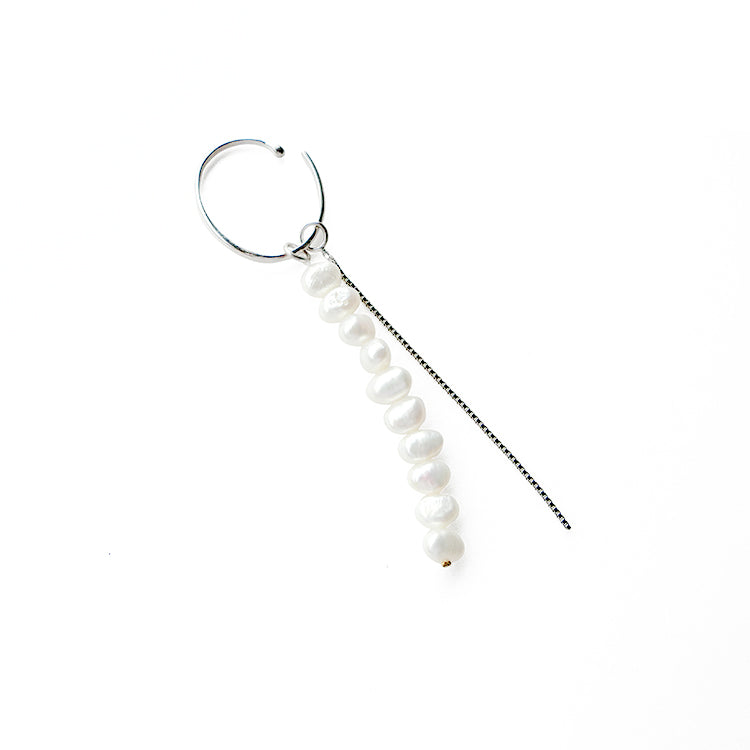 Custom EarCuff (Long Pearl Silver)