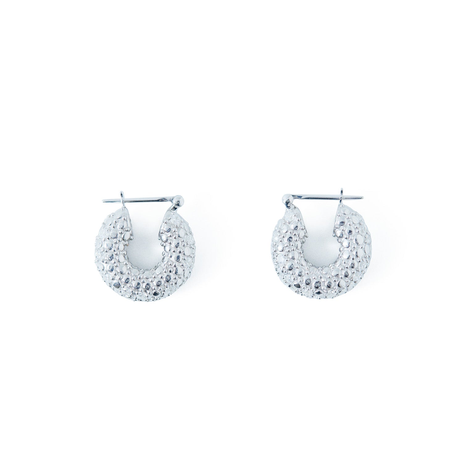 Crystal Pave Hoop Pierce Silver