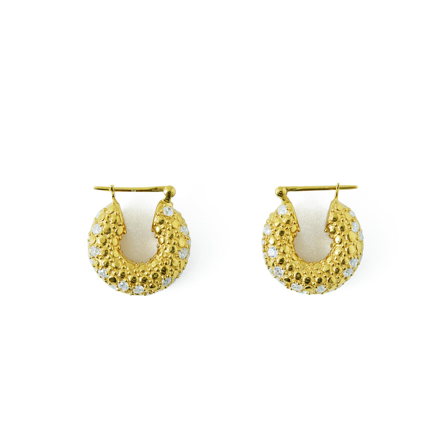 Crystal Pave Hoop Pierce Gold