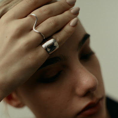 2Finger Curve Ring Silver