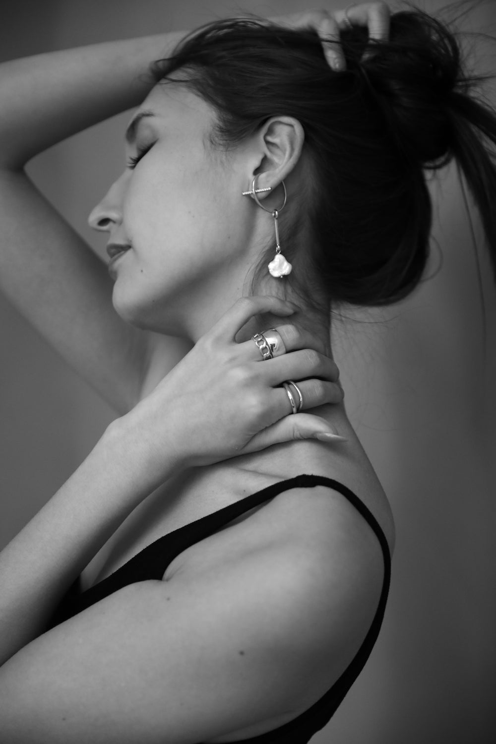 Crystal Bar Pierce Silver