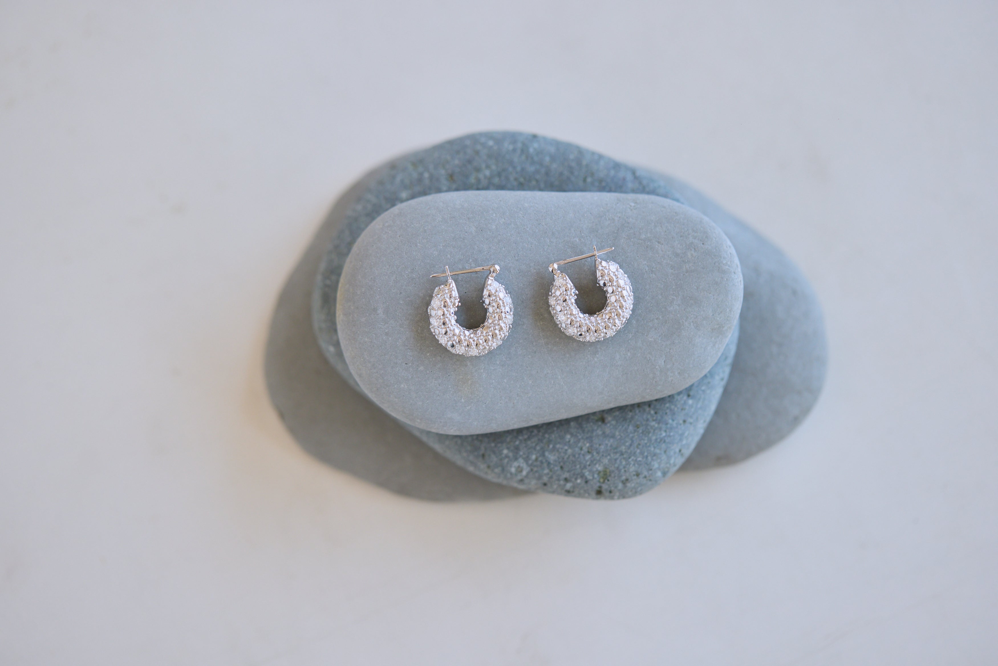 Crystal Pave Hoop Pierce Silver
