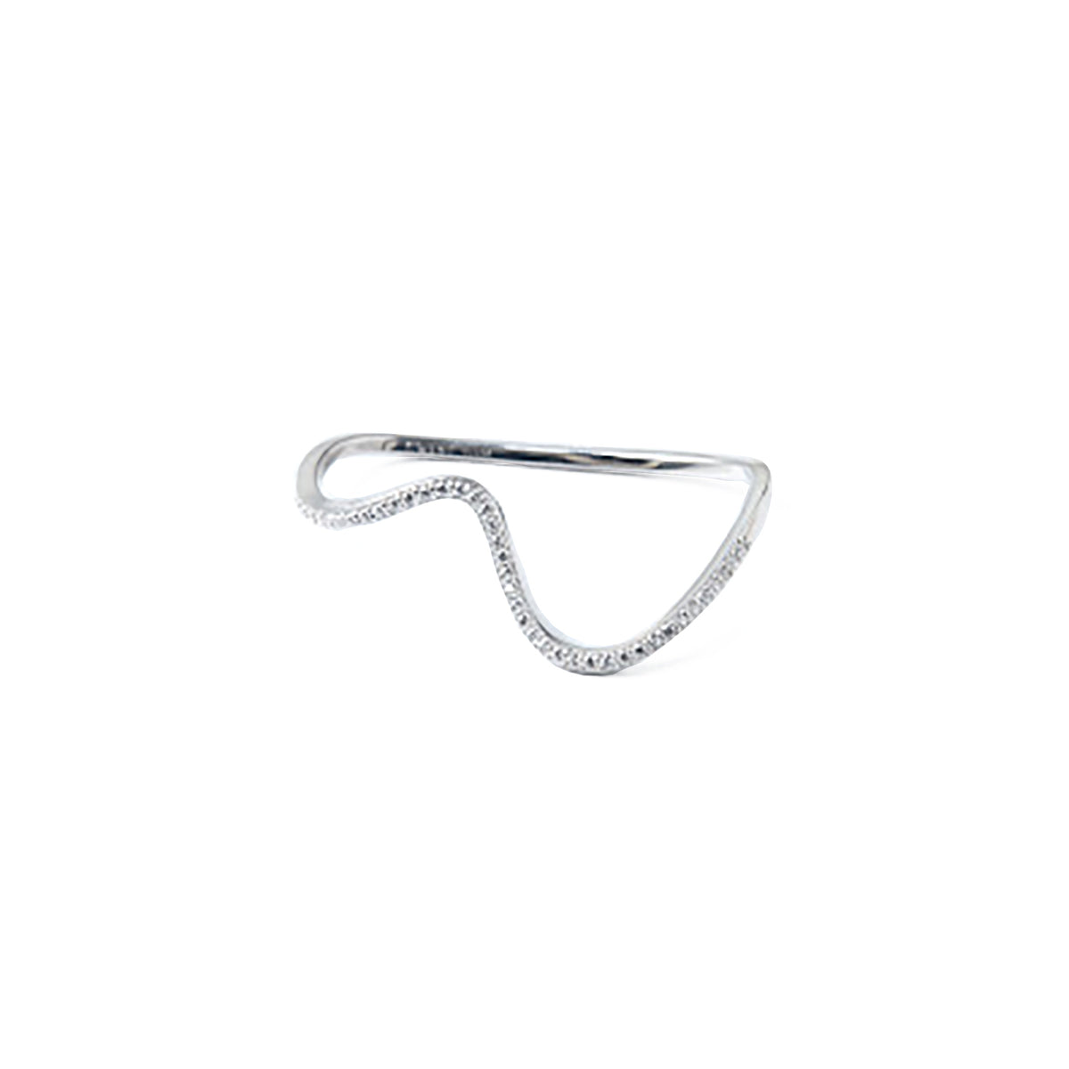 2Finger Curve Crystal Ring Silver