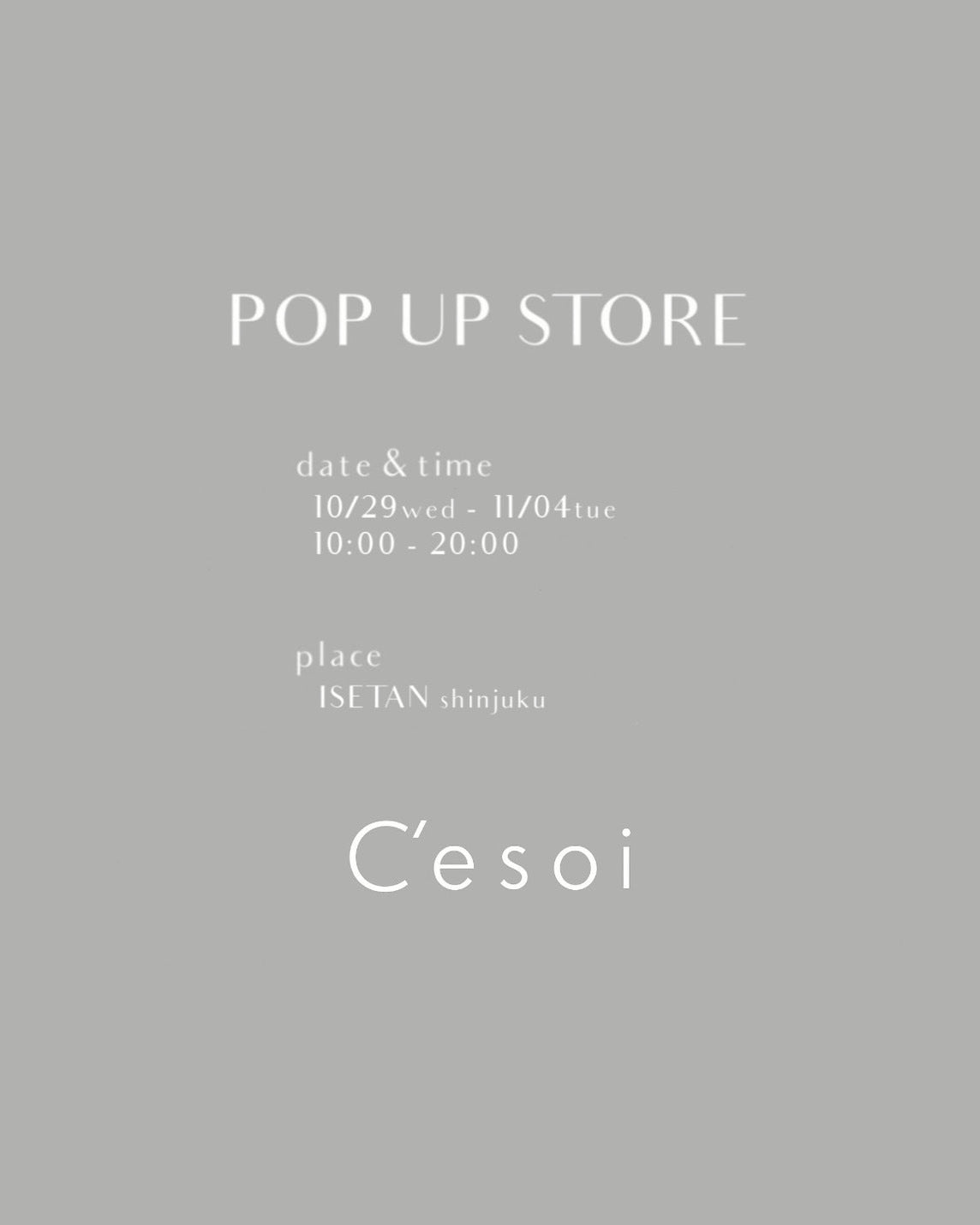 TOKYO _POP UP Storeのご案内