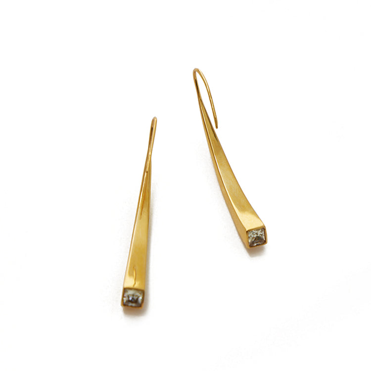 Square Crystal Hook Pierce Gold