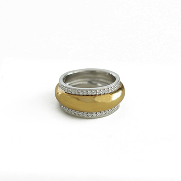 Crystal Combi Ring Gold