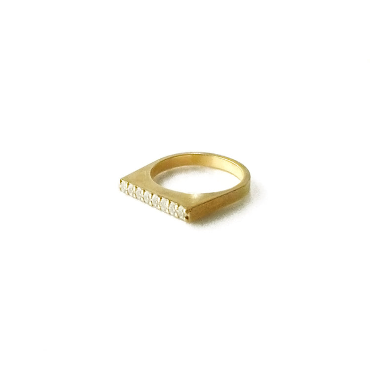 Flat Crystal Ring Gold