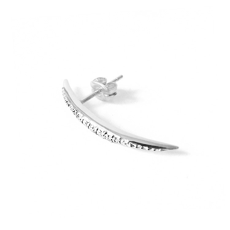 Thin Curve Pierce Crystal Silver