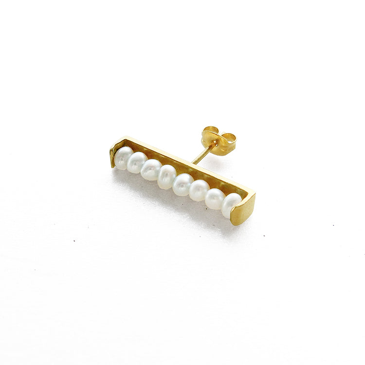 Pearl Bar Pierce Gold
