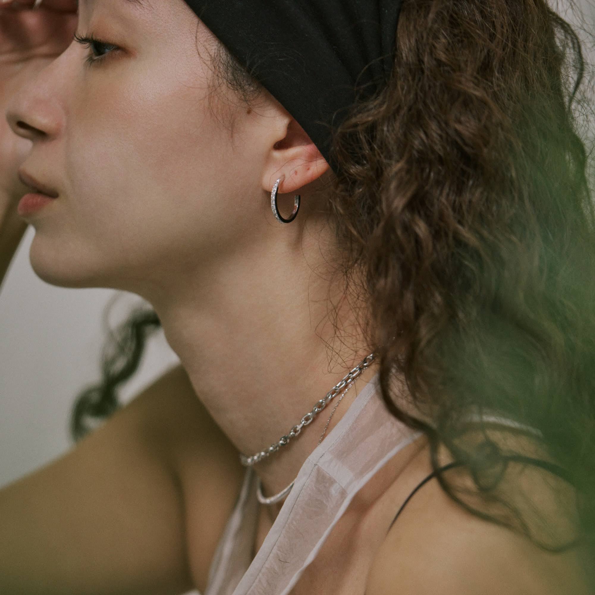 Crystal Hoop Pierce Silver