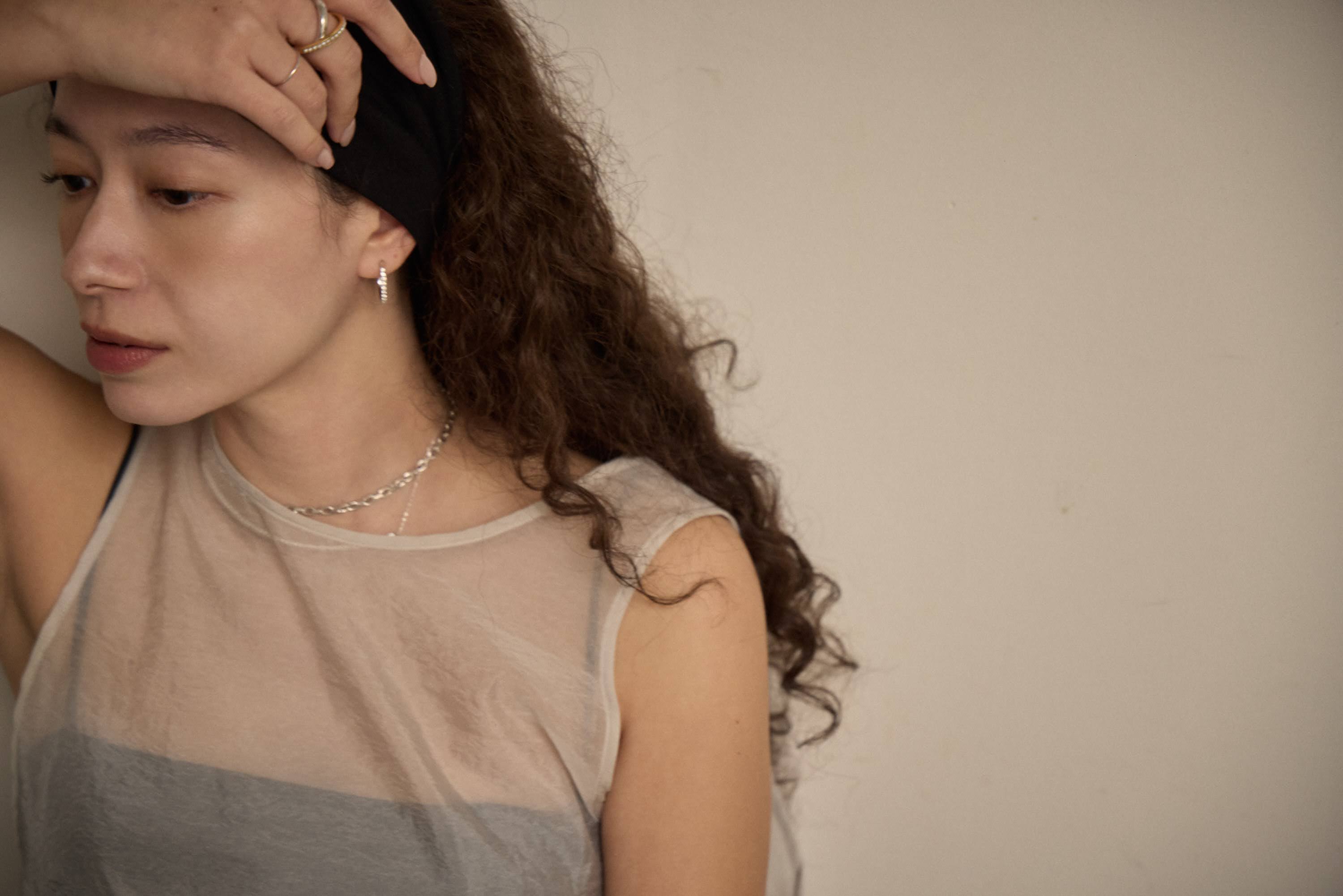 Crystal Hoop Pierce Silver