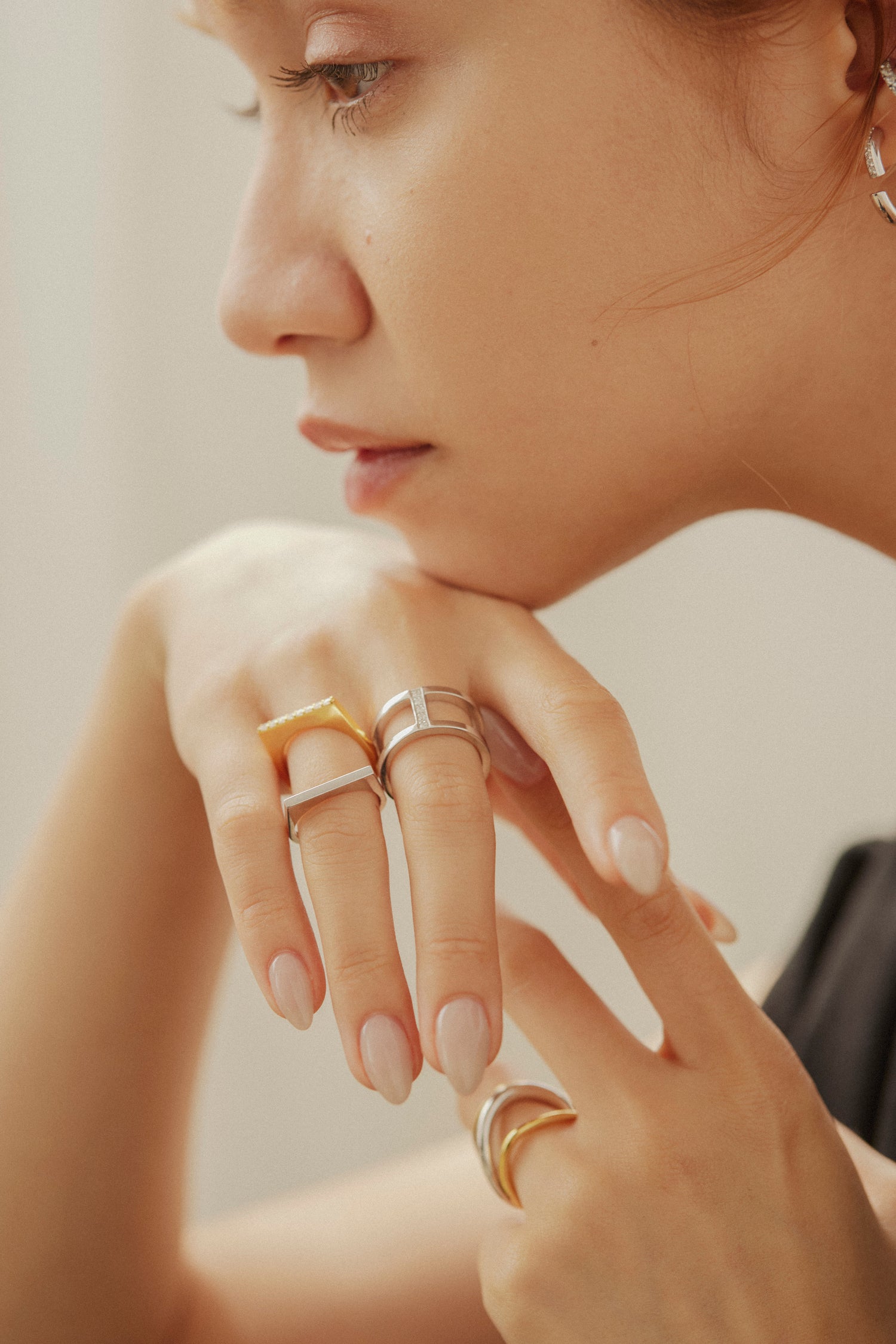 Flat Crystal Ring Gold