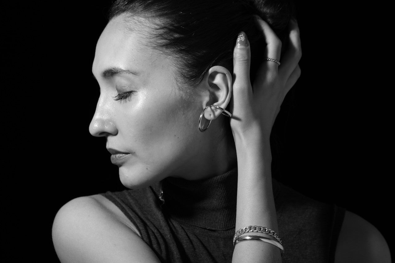 Double ring earcuff Silver