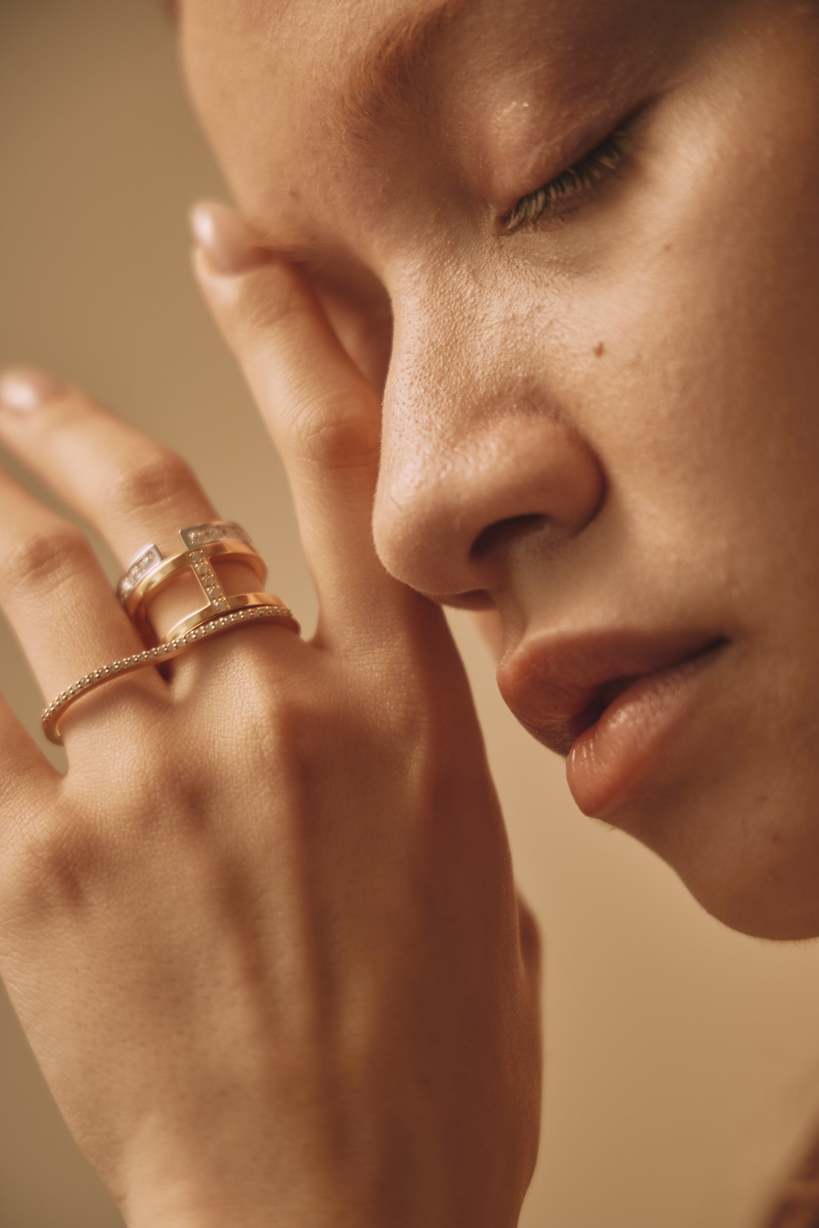 Crystal Open EarCuff Ring Silver