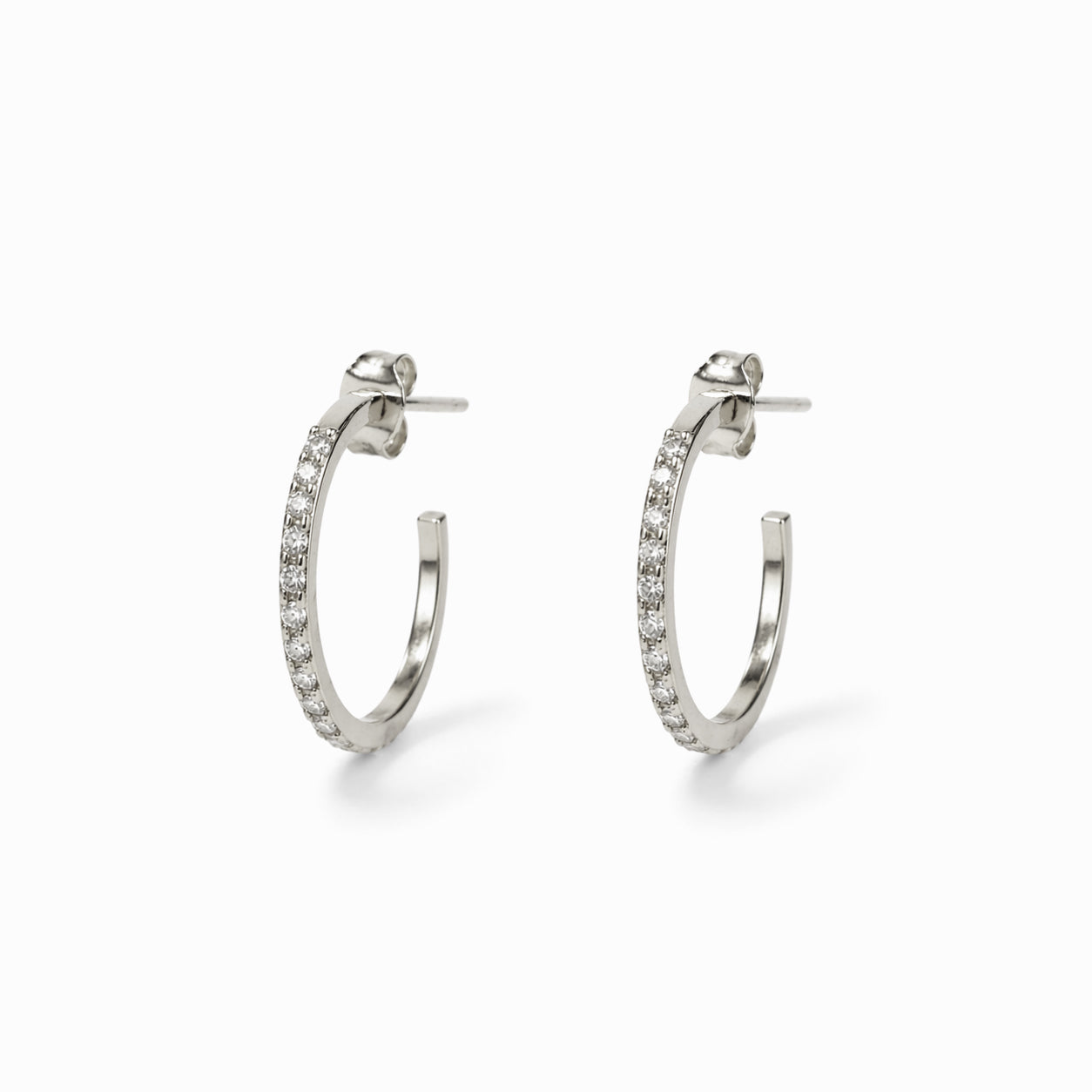 Crystal Hoop Pierce Silver