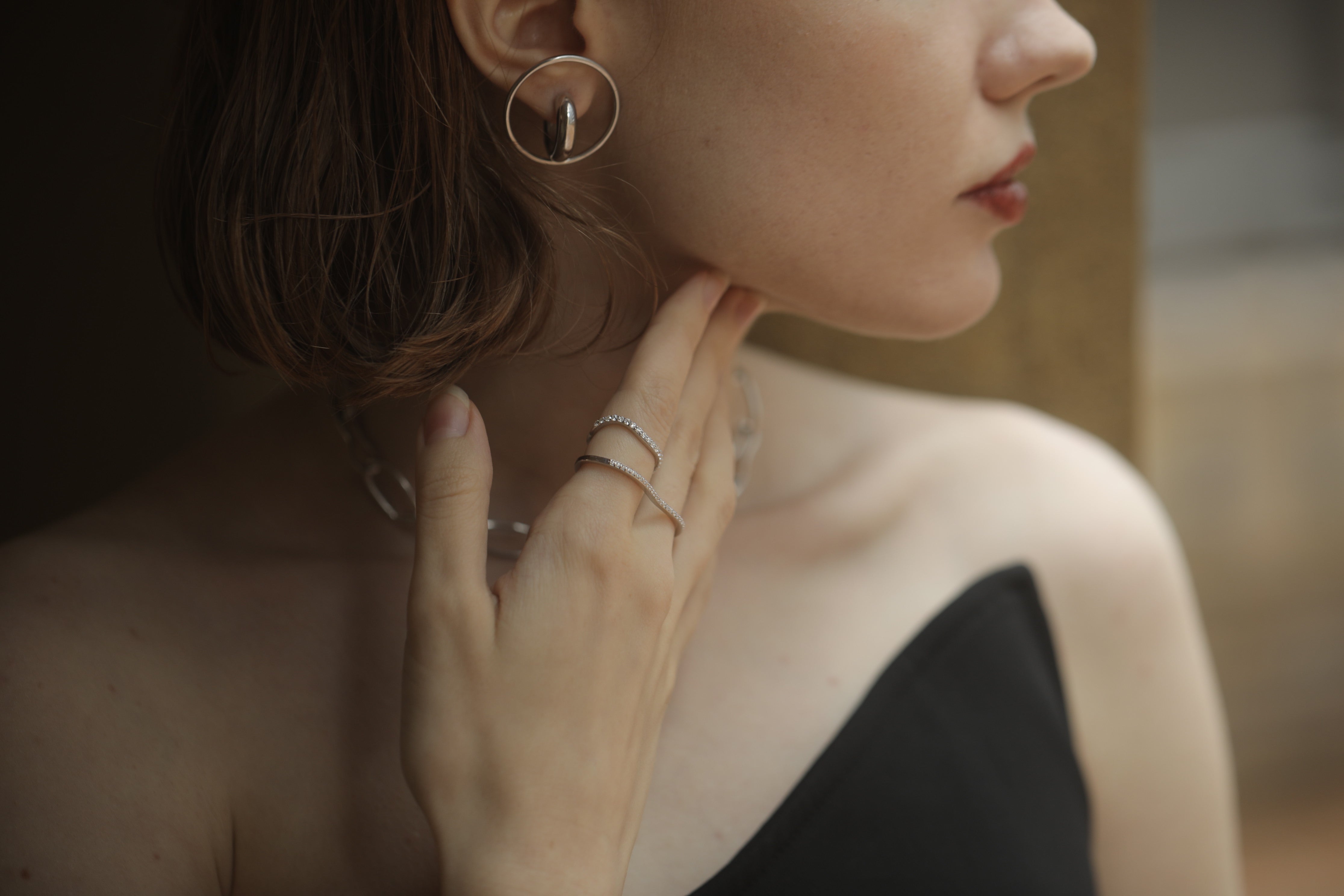 2Finger Crystal Ring Silver – C'esoi